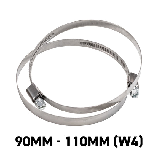 W4 Stainless Steel Hose Clips, 90mm - 110mm