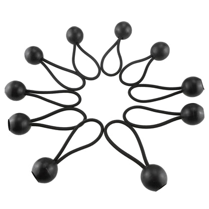 8" Black Bungee Balls, (x10)