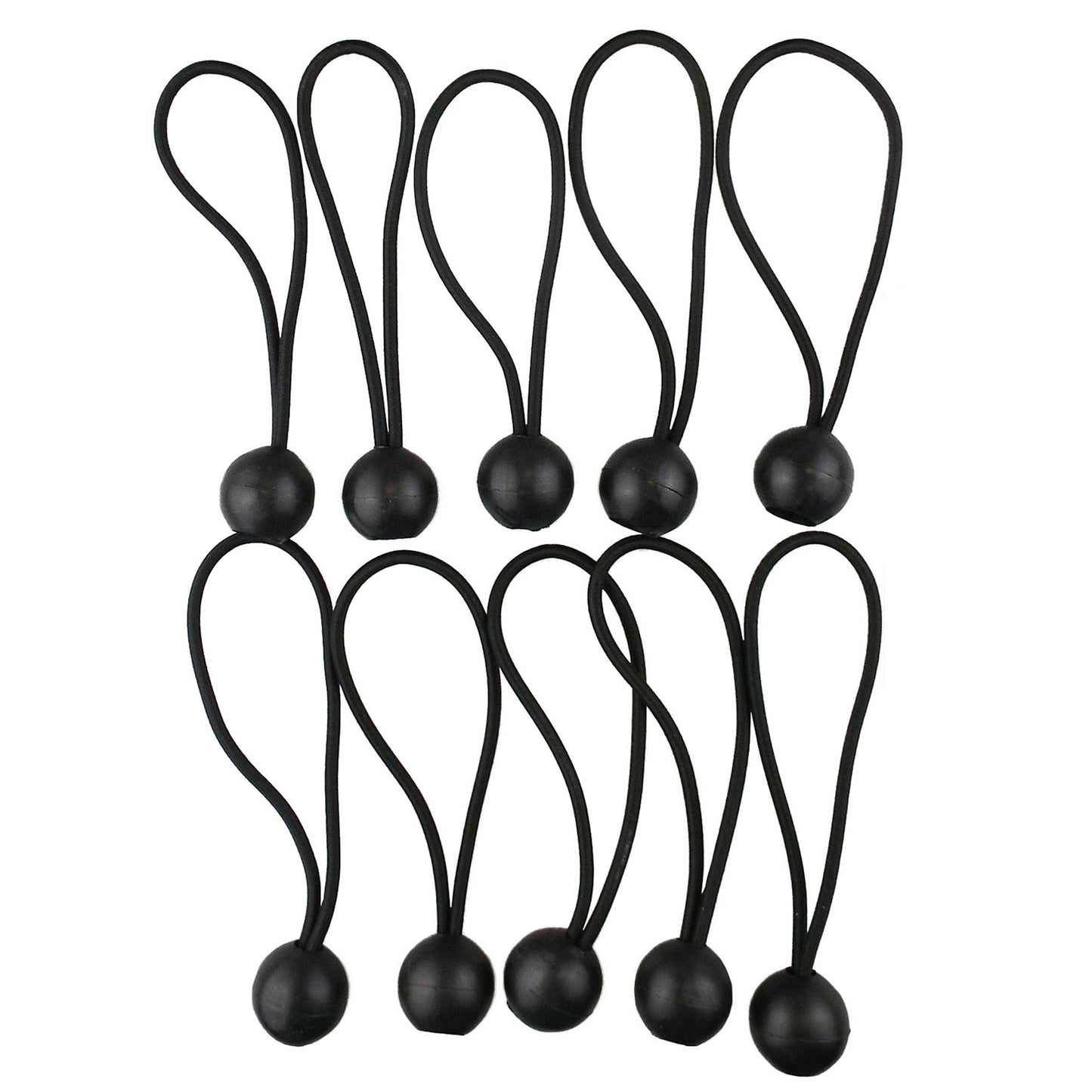 8" Black Bungee Balls, (x10)