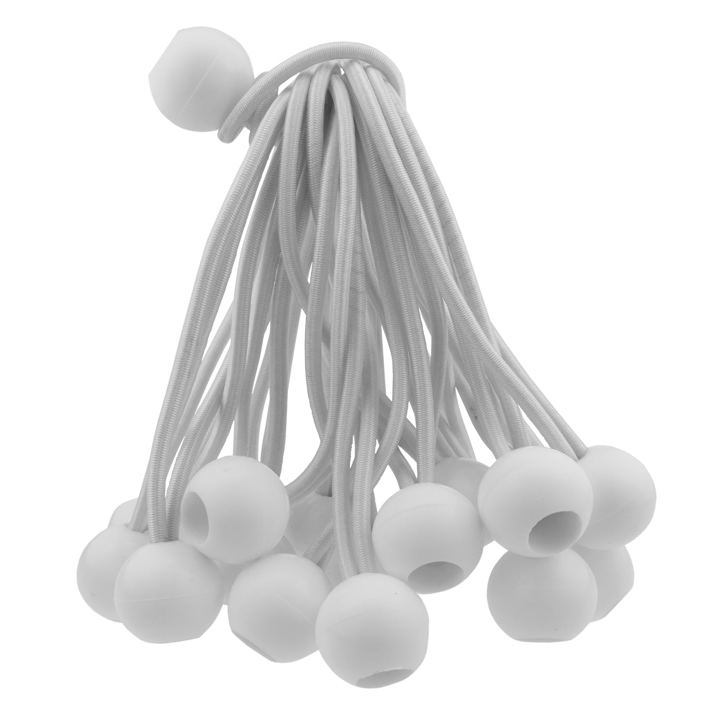 80pcs Bungee Balls 6" White Marquee Shock Ties Elastic Toggle Tarp Fastener