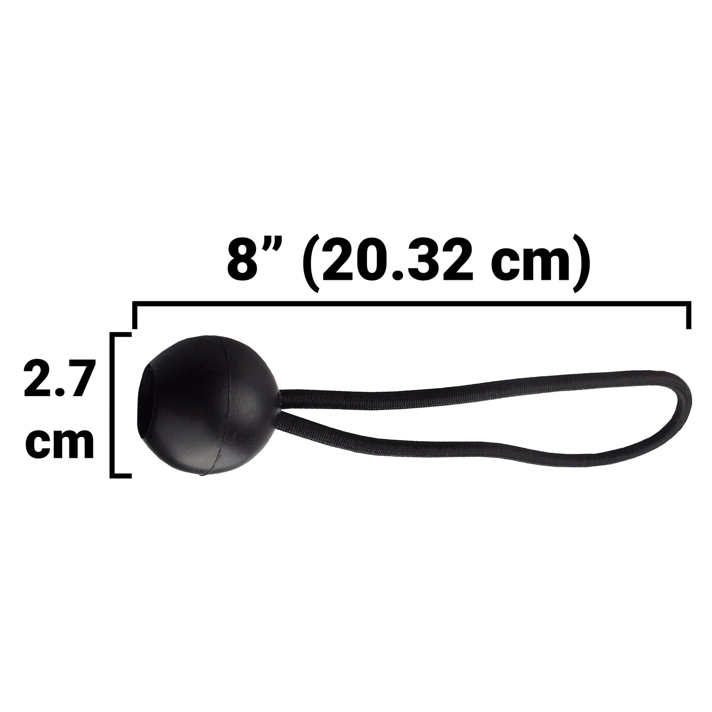 8" Black Bungee Balls, (x10)