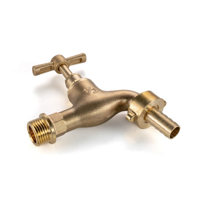 Brass Barbed Single Turn Bib Tap, 1/2" BSP
