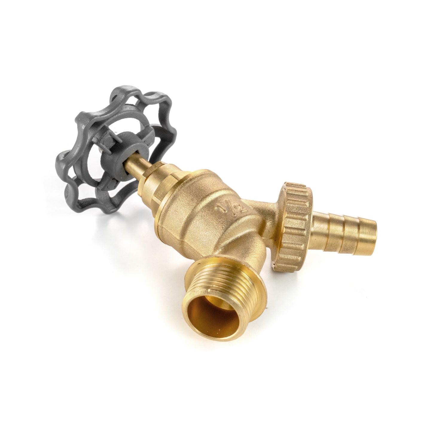 Brass Barbed Single Turn Dial Bib Tap, 1/2" BSP