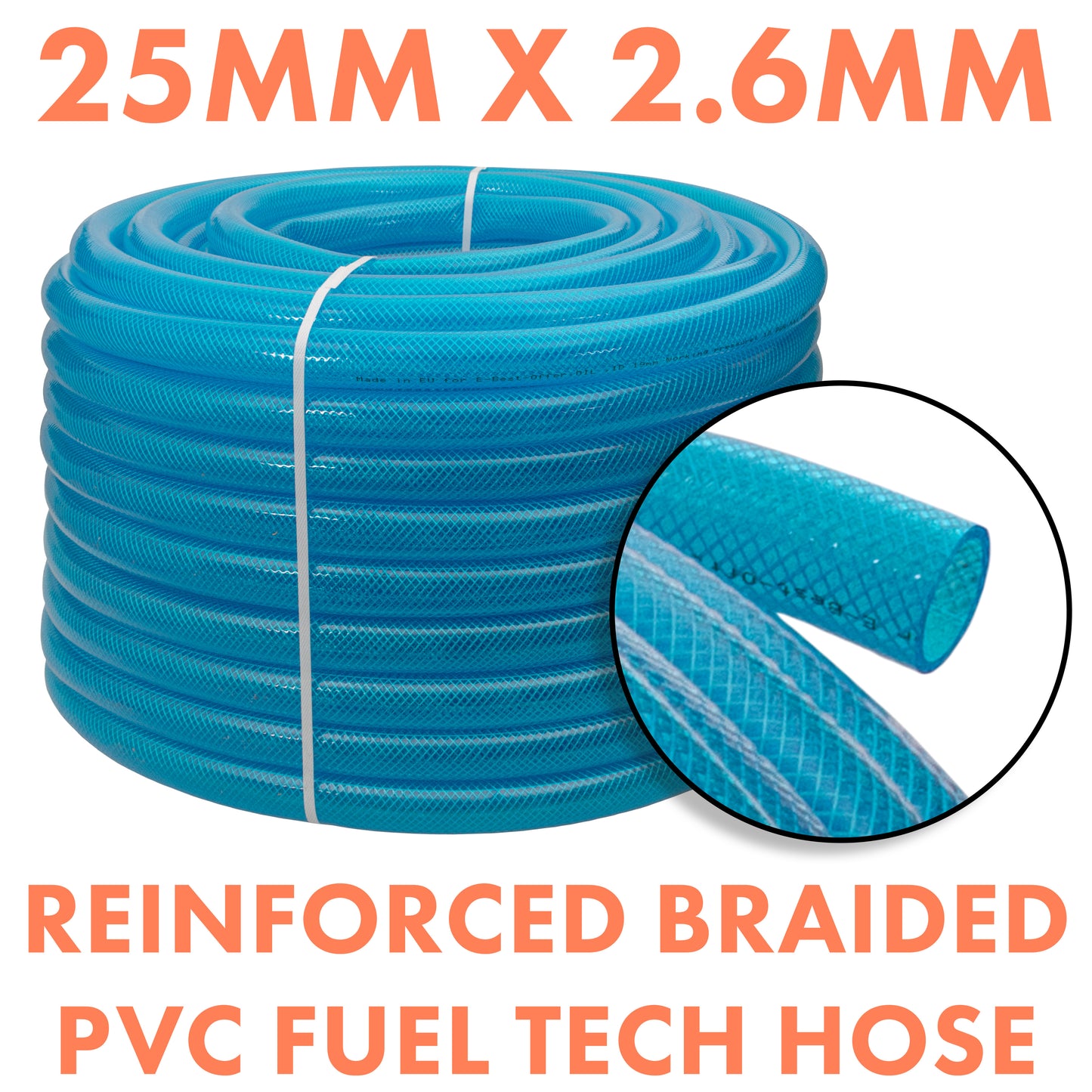 25mm Braided PVC Fuel Hose