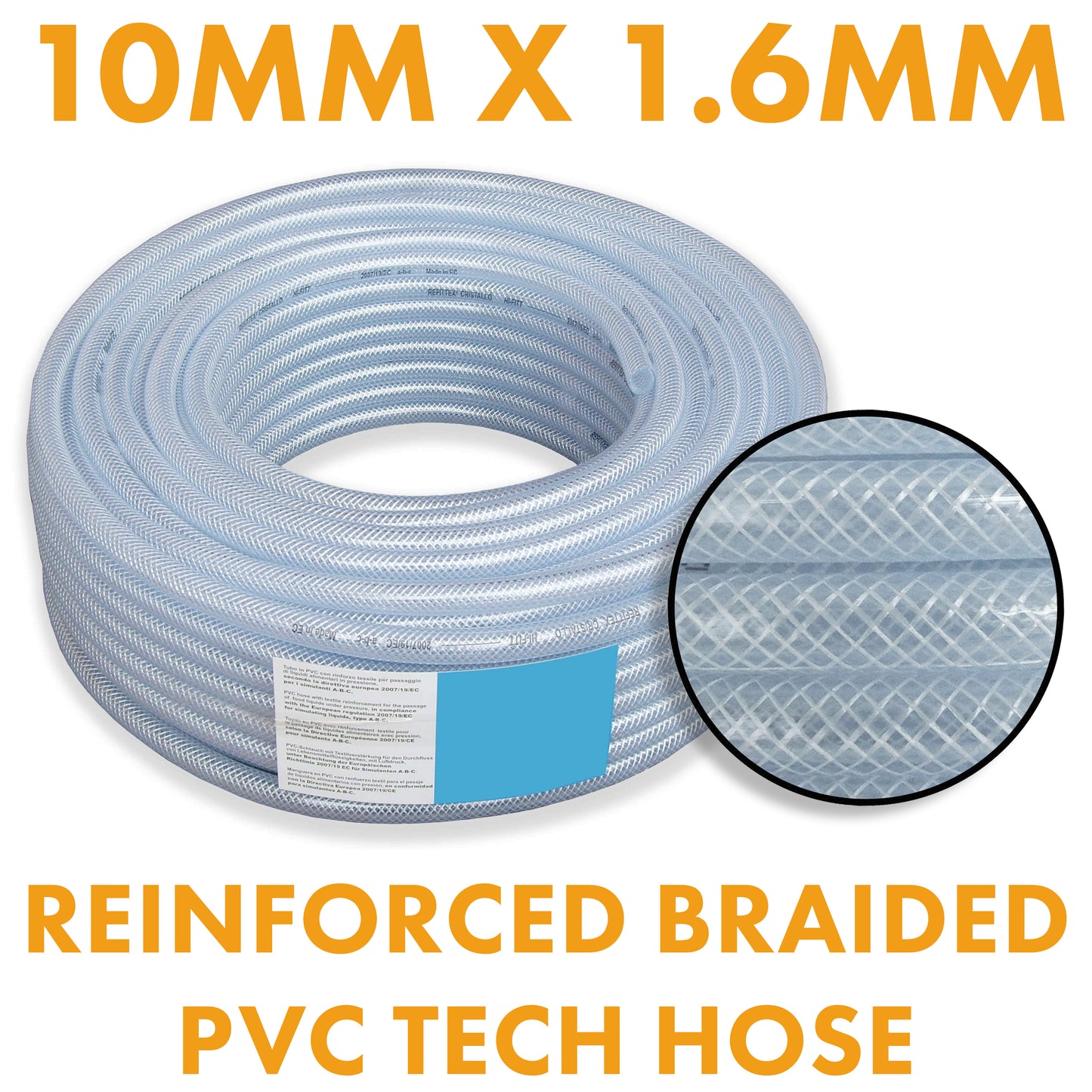 10mm Transparent Braided Reinforced Tech Hose