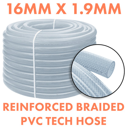 16mm Transparent Braided Reinforced Tech Hose