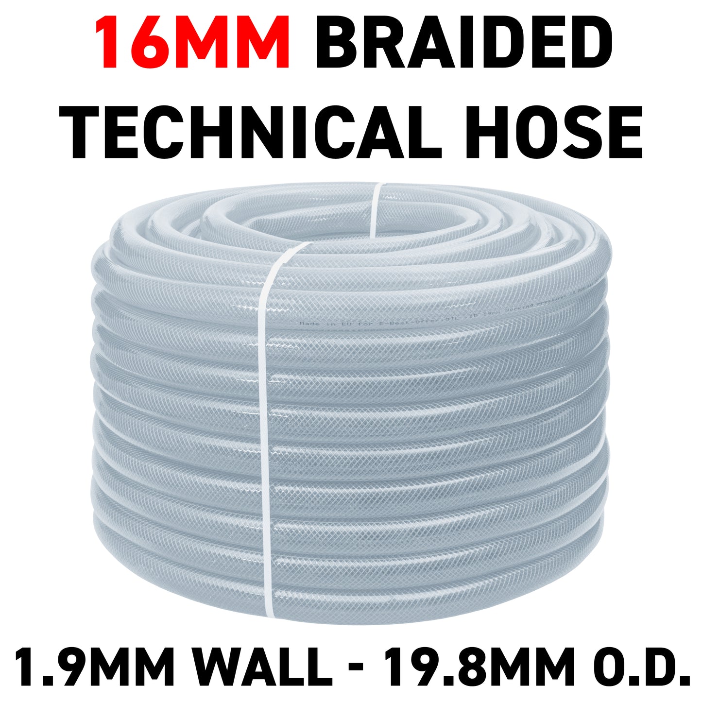 16mm Transparent Braided Reinforced Tech Hose