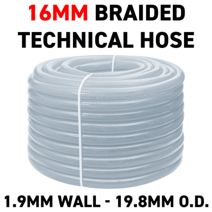 16mm Transparent Braided Reinforced Tech Hose