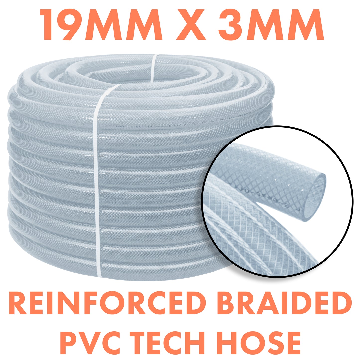 19mm Transparent Braided Reinforced Tech Hose