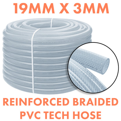 19mm Transparent Braided Reinforced Tech Hose