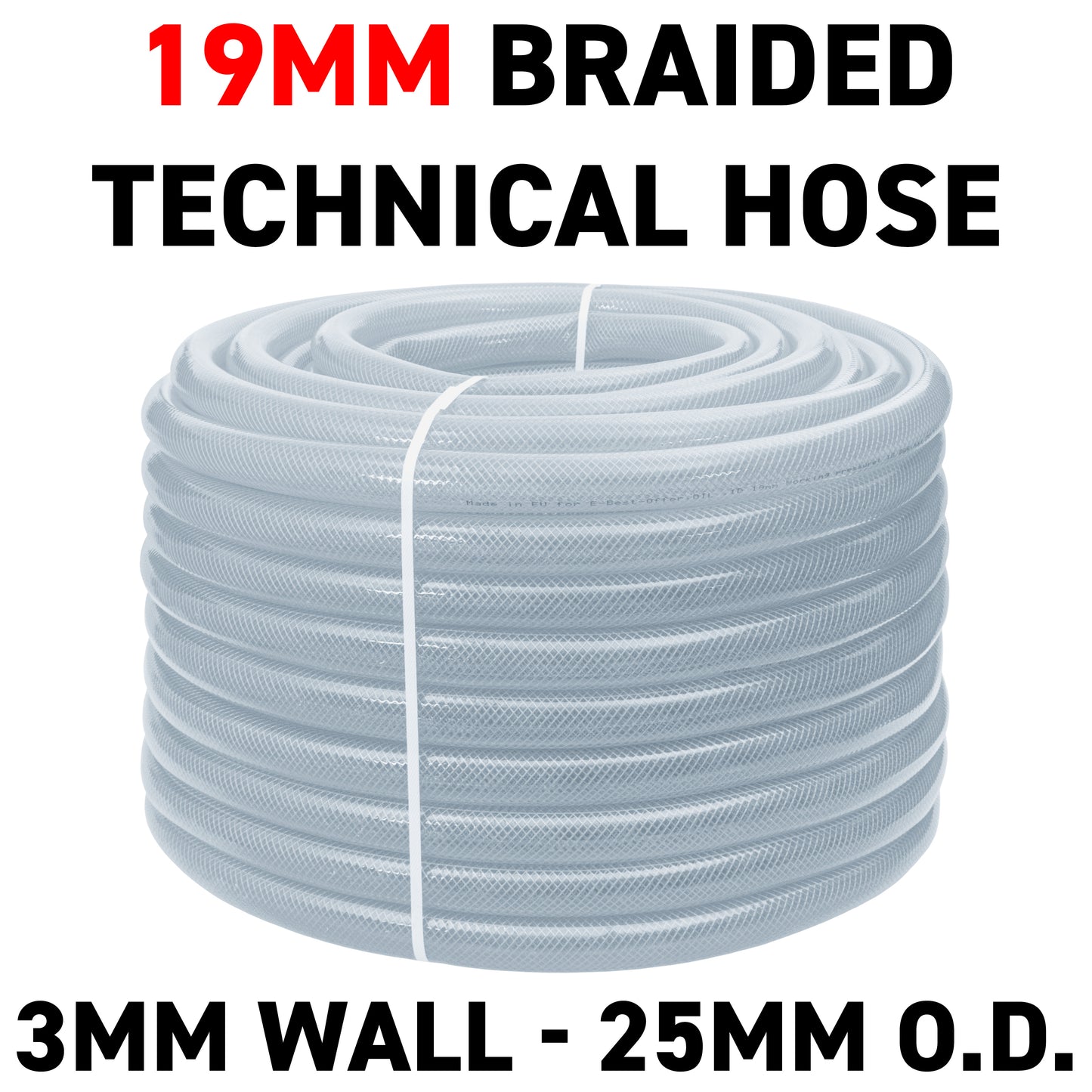 19mm Transparent Braided Reinforced Tech Hose