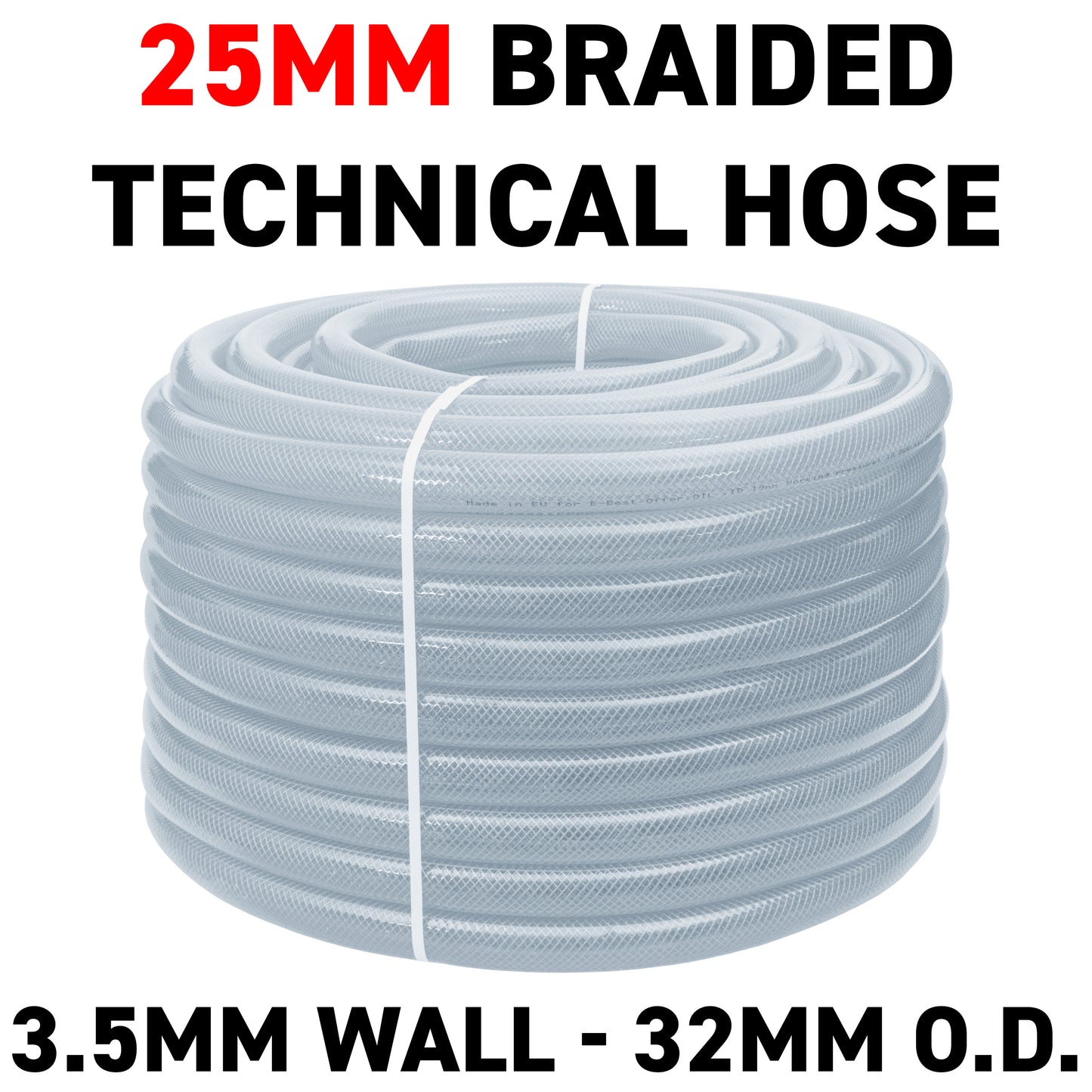 25mm Transparent Braided Reinforced Tech Hose