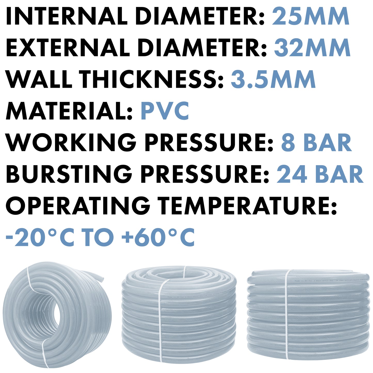 25mm Transparent Braided Reinforced Tech Hose