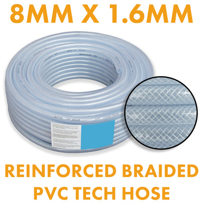 8mm Transparent Braided Reinforced Tech Hose