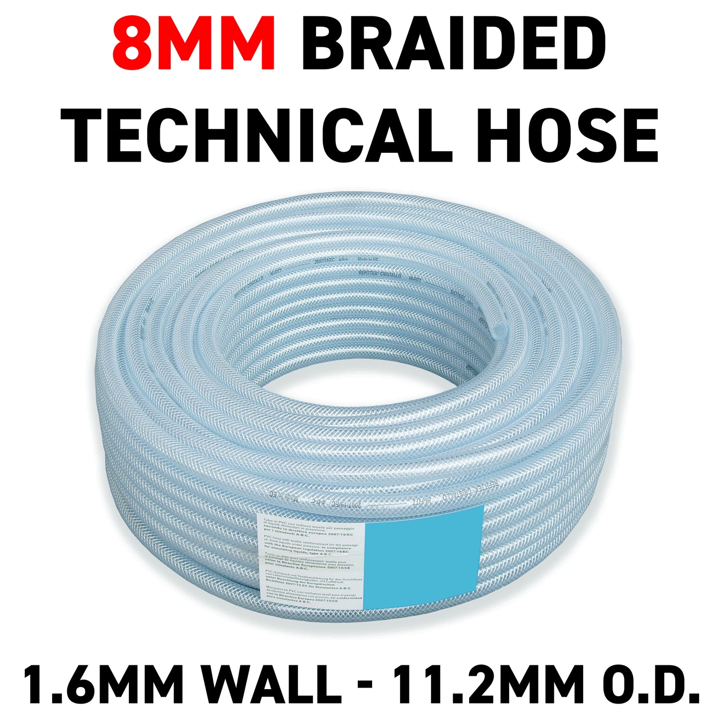 8mm Transparent Braided Reinforced Tech Hose