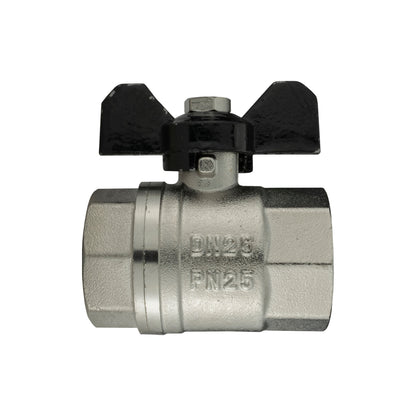 Female Nickel Plated Brass Butterfly Valve, 1"