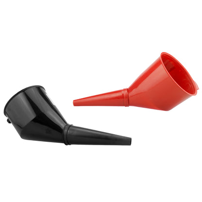 Black Plastic Funnel With Filter - For Petrol, Diesel, Oil, Fuel, And Water, General Purpose Funnel