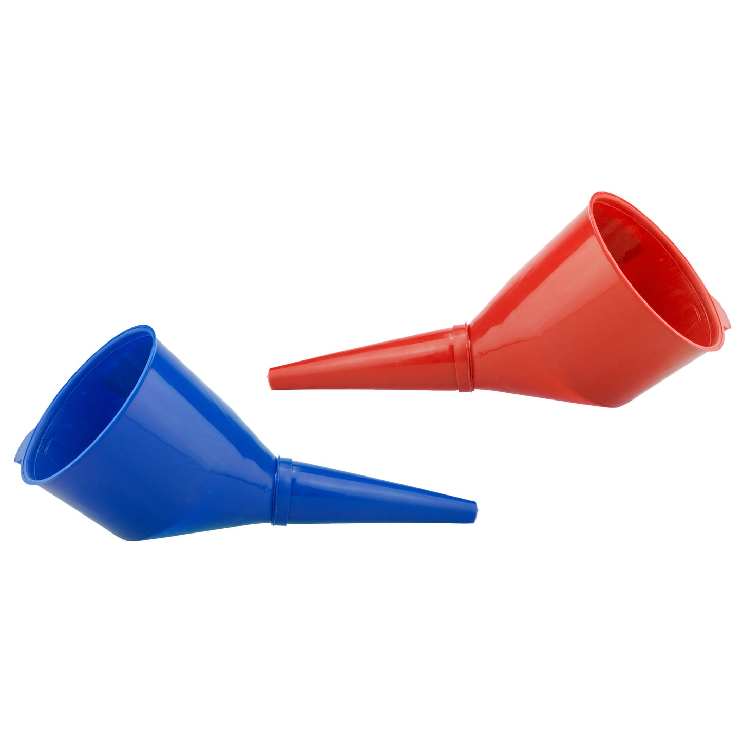 2x Large Spout FILTERED Car Funnel Petrol Diesel Screen Wash Oil Fuel, BLUE RED