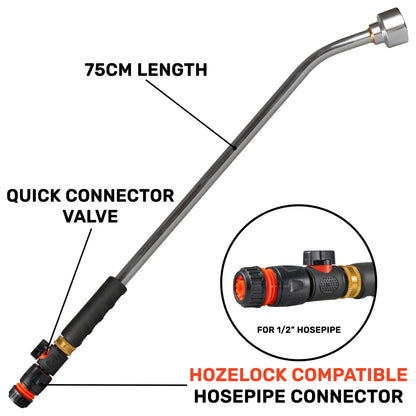 75cm Watering Lance with Rose, Plastic Valve & Hose Connector