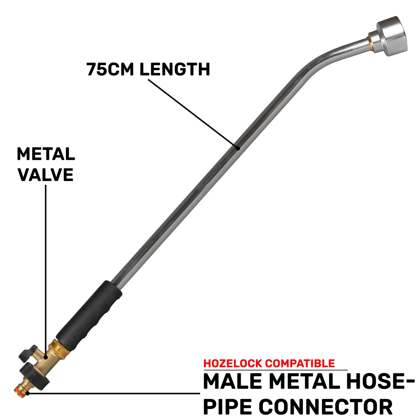 Professional 75cm Watering Lance with Rose & Brass Hose Connector