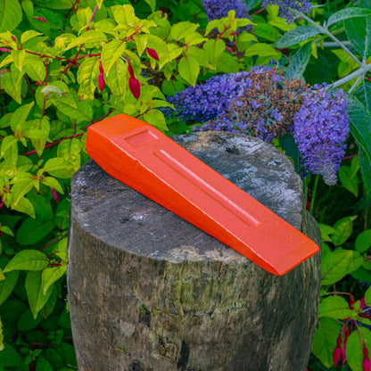 Red Hardened Steel Wood Log Splitting Wedge