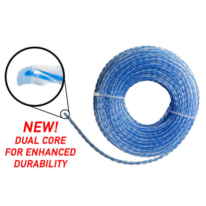15m Dual Core Twisted Blue Trimmer Line, 3mm
