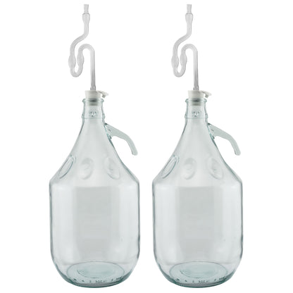 5L Clear Glass Demijohn Bottles with Airlocks & Bungs, Box of 2