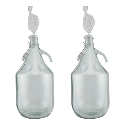 5L Glass Demijohns with Swing-top Caps, Airlocks & Bungs, Box of 2