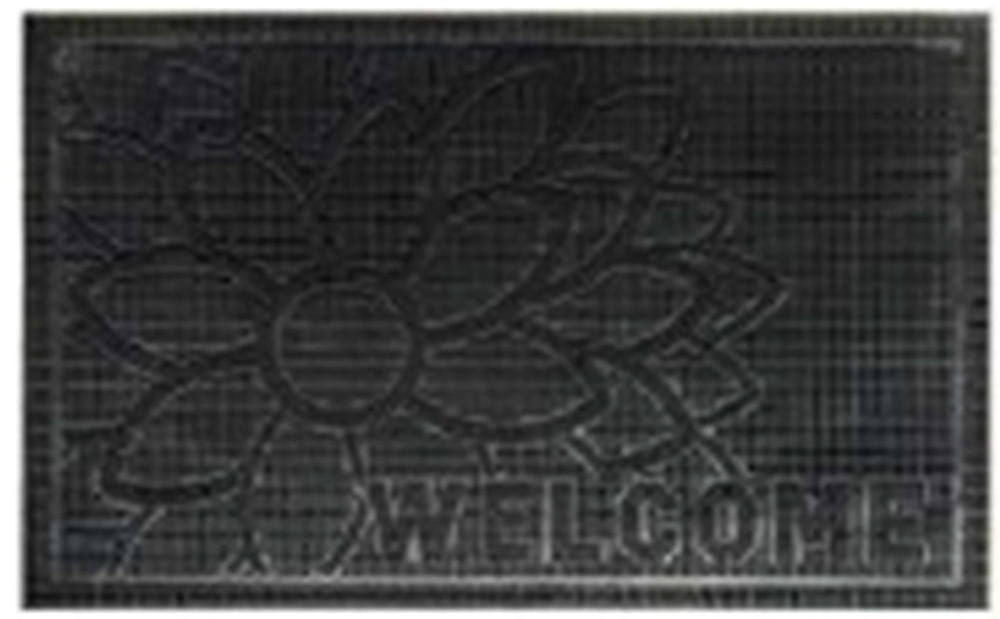 Rubber Doormat, 60cm x 40cm - 'Welcome' (Flower)