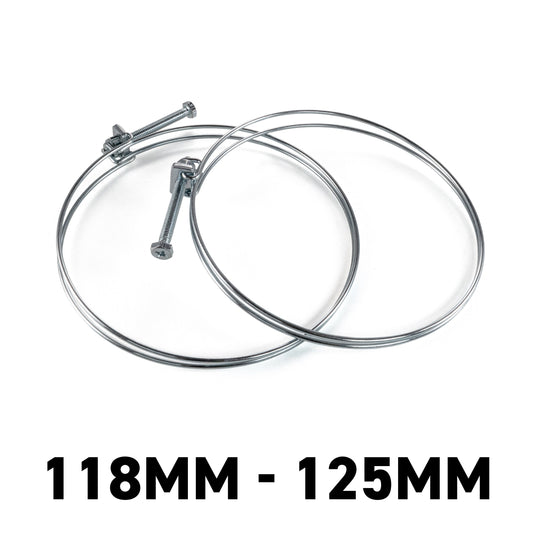 Galvanised Steel Double Wire Hose Clamps, 118mm-125mm