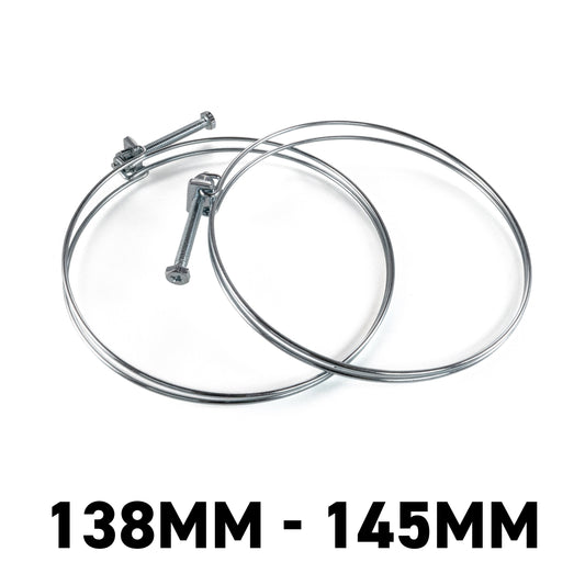 Galvanised Steel Double Wire Hose Clamps, 138mm-145mm