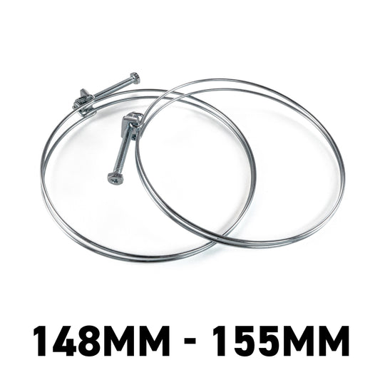 Galvanised Steel Double Wire Hose Clamps, 148mm-155mm