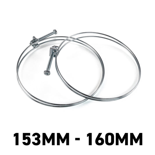 Galvanised Steel Double Wire Hose Clamps, 153mm-160mm