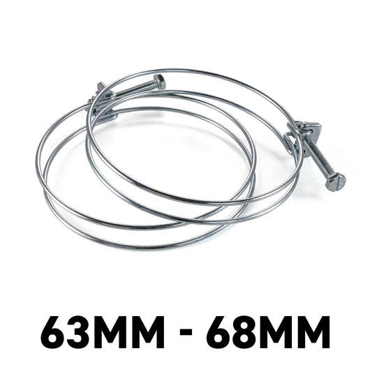 Galvanised Steel Double Wire Hose Clamps, 63mm-68mm