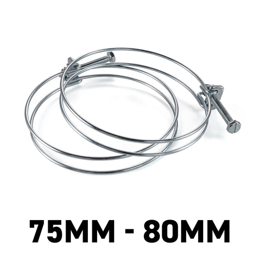 Galvanised Steel Double Wire Hose Clamps, 75mm-80mm