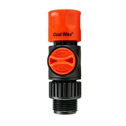 3/4" BSPM to Hosepipe Tap Connector with Valve, Black