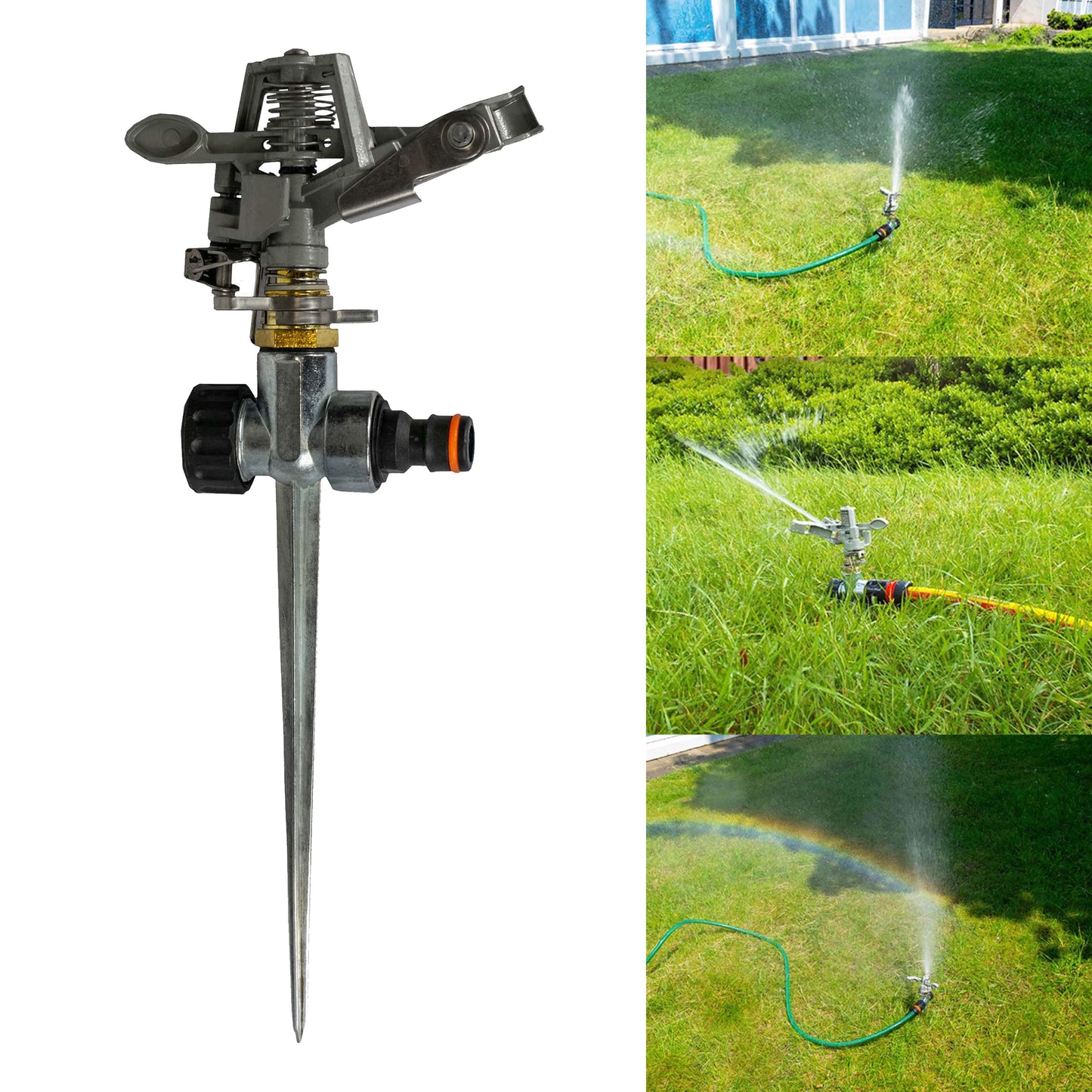 Metal Pulsating Lawn Sprinkler with Metal Spike
