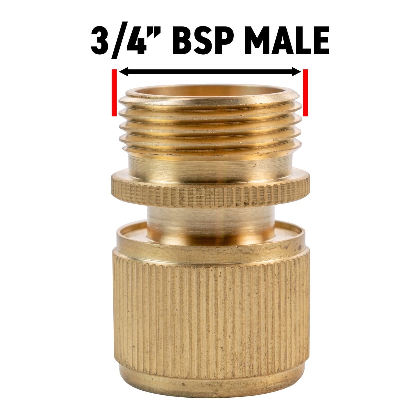 Female Hose Connector with 3/4" BSPM Thread, Brass