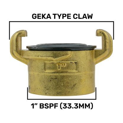Brass GEKA Style Claw Hose Connector, 1" BSPF
