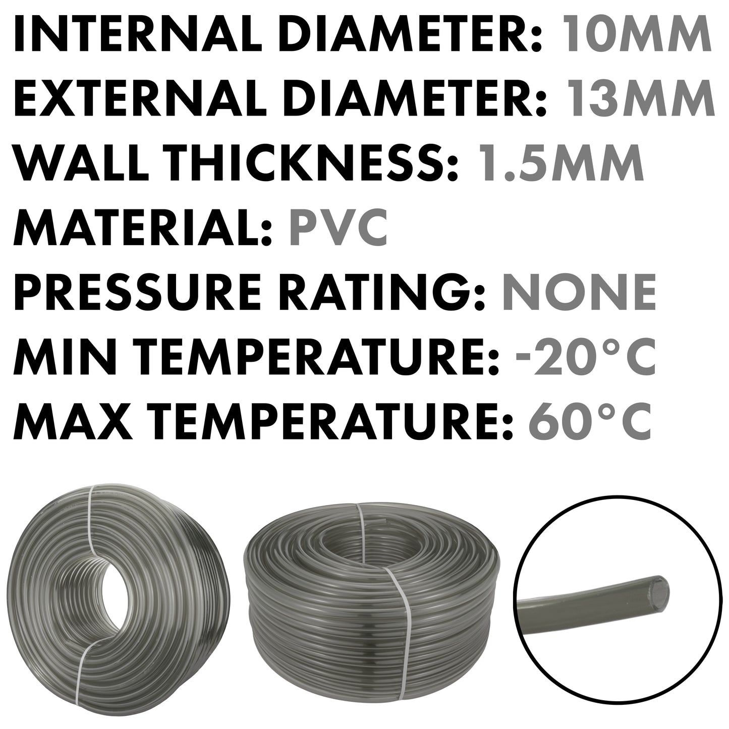 10mm Grey Tinted PVC Technical Hose