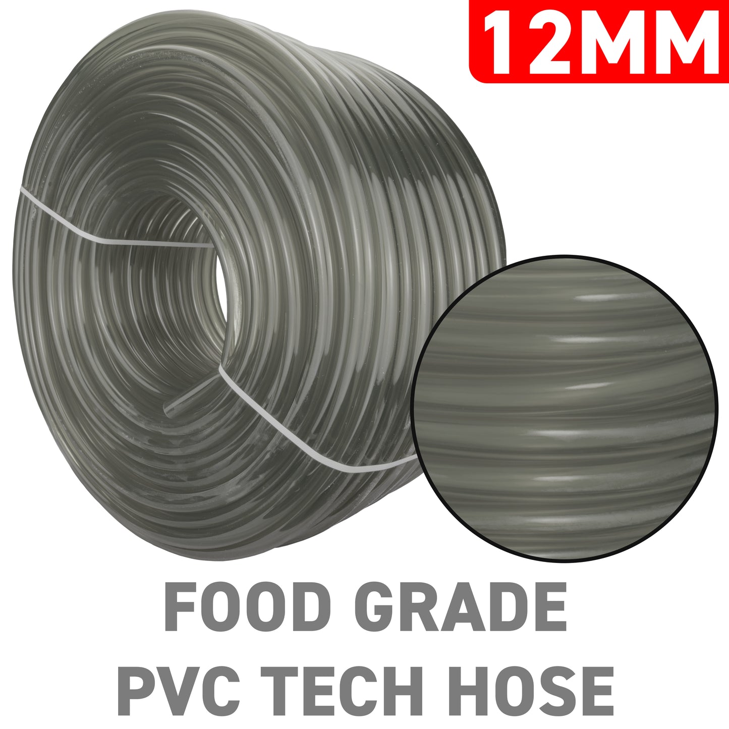 12mm Grey Tinted PVC Technical Hose