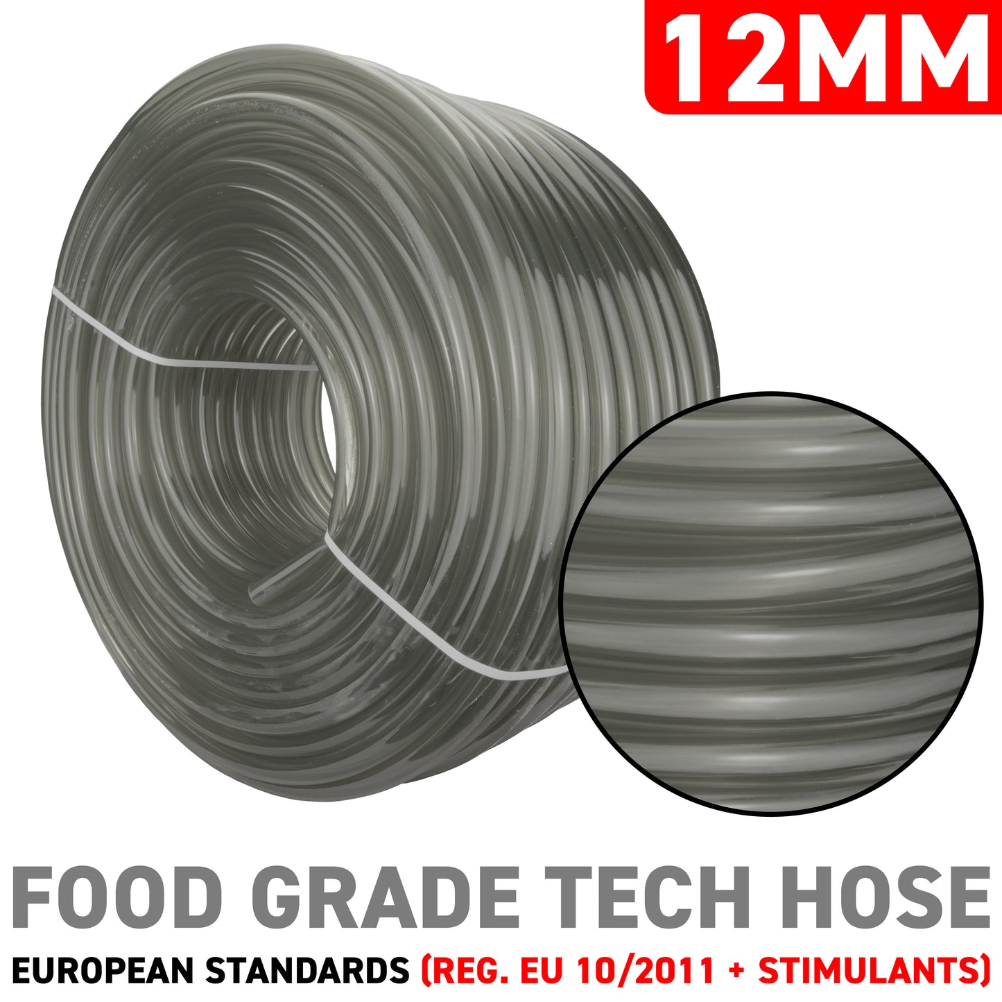 12mm Grey Tinted PVC Technical Hose