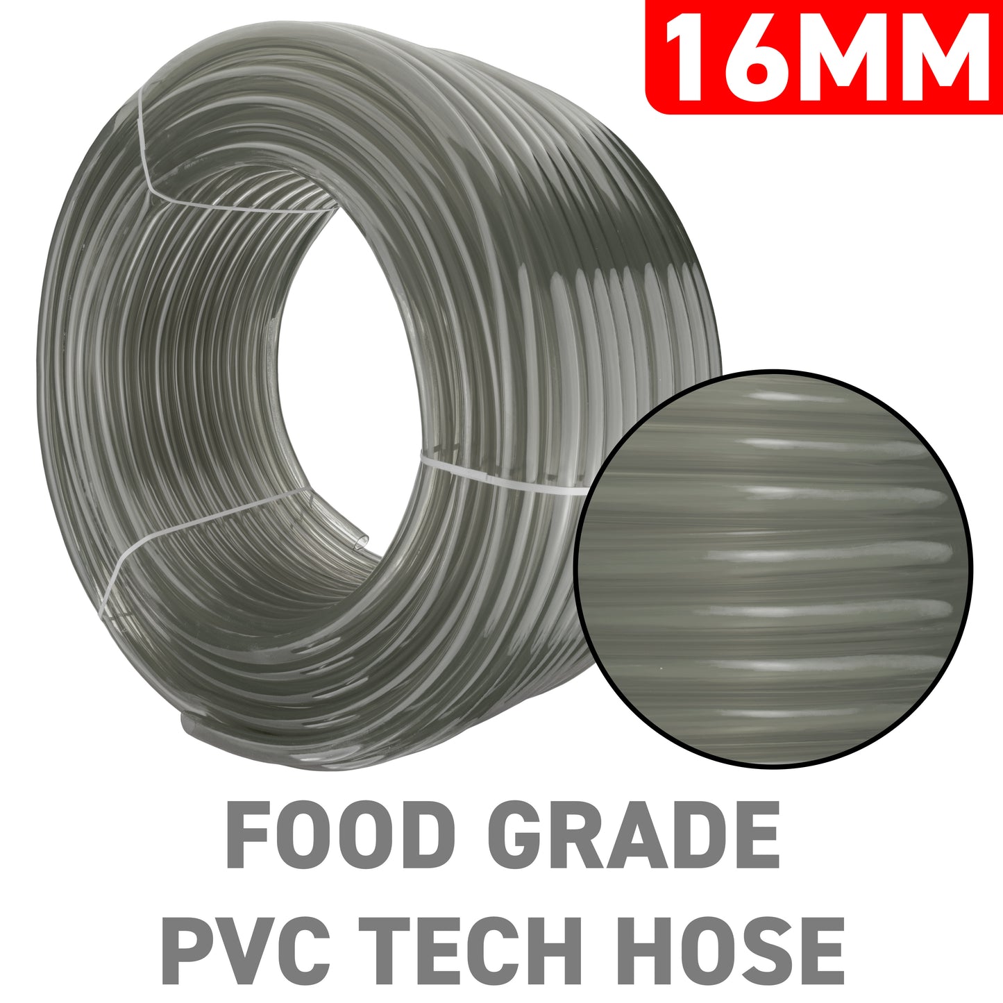 16mm Grey Tinted PVC Technical Hose