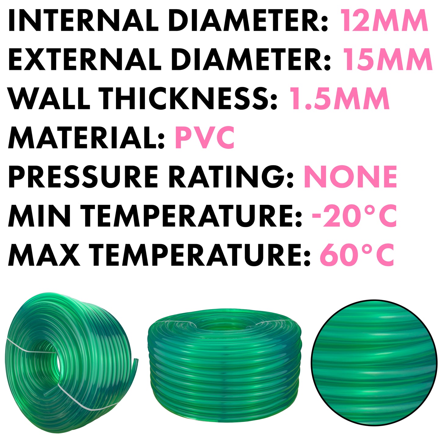 12mm Green Tinted PVC Technical Hose