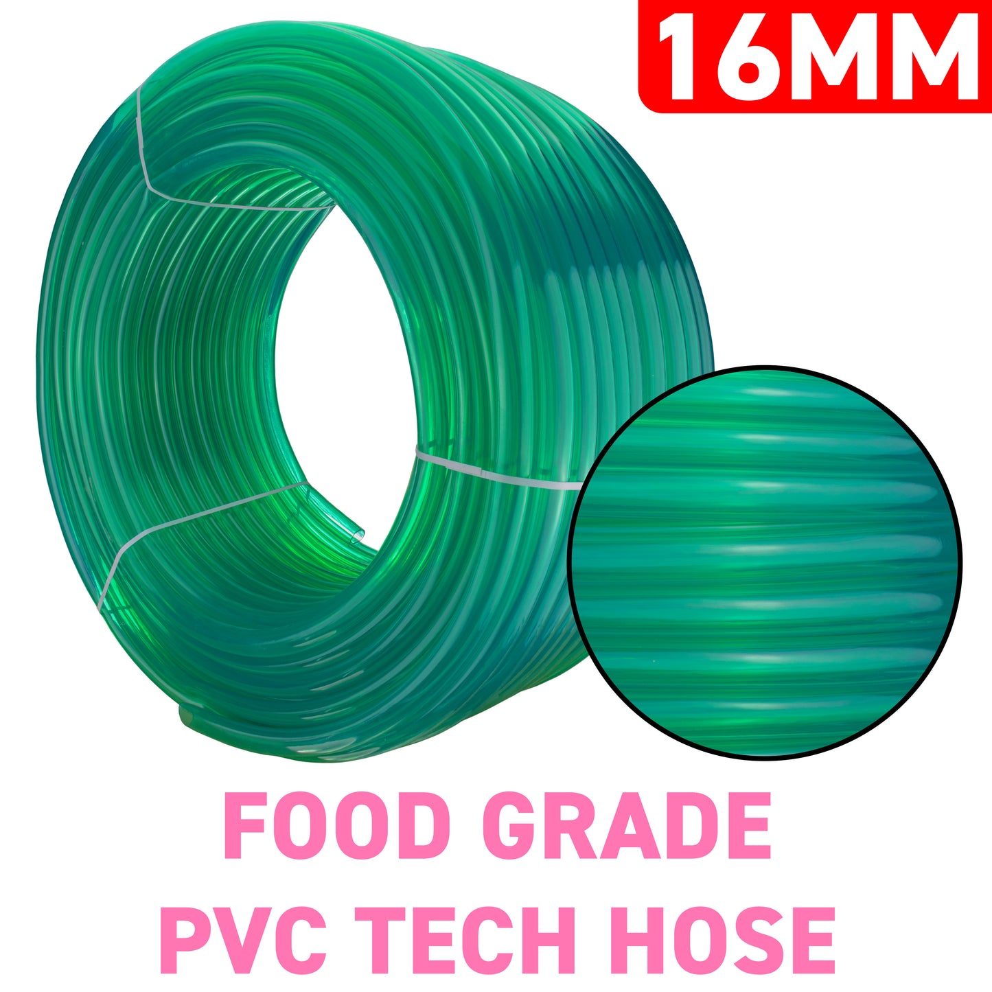 16mm Green Tinted PVC Technical Hose