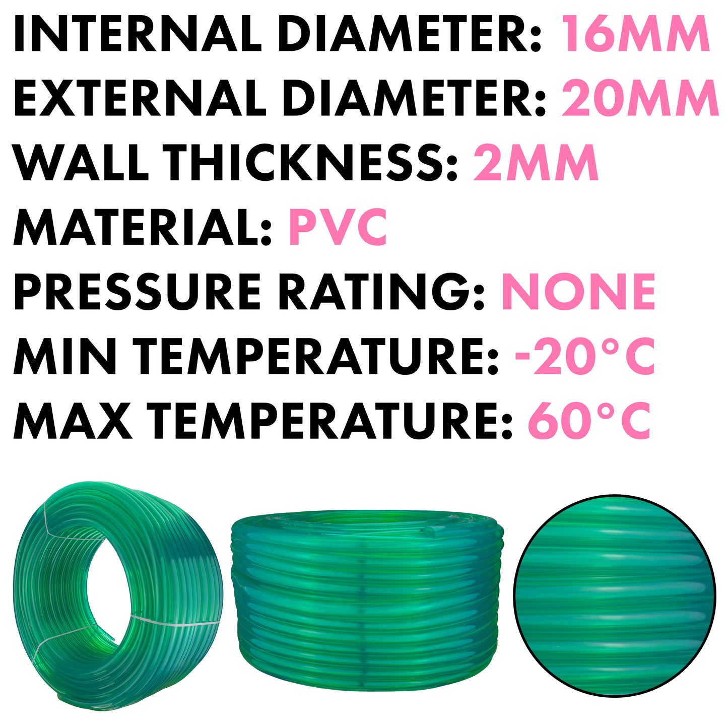 16mm Green Tinted PVC Technical Hose