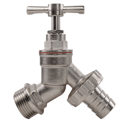 Nickel Plated Brass Barbed Bib Tap, 3/4" BSP