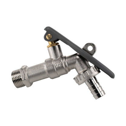 Brass Barbed Through Handle Lockable Tap, 1/2" BSP