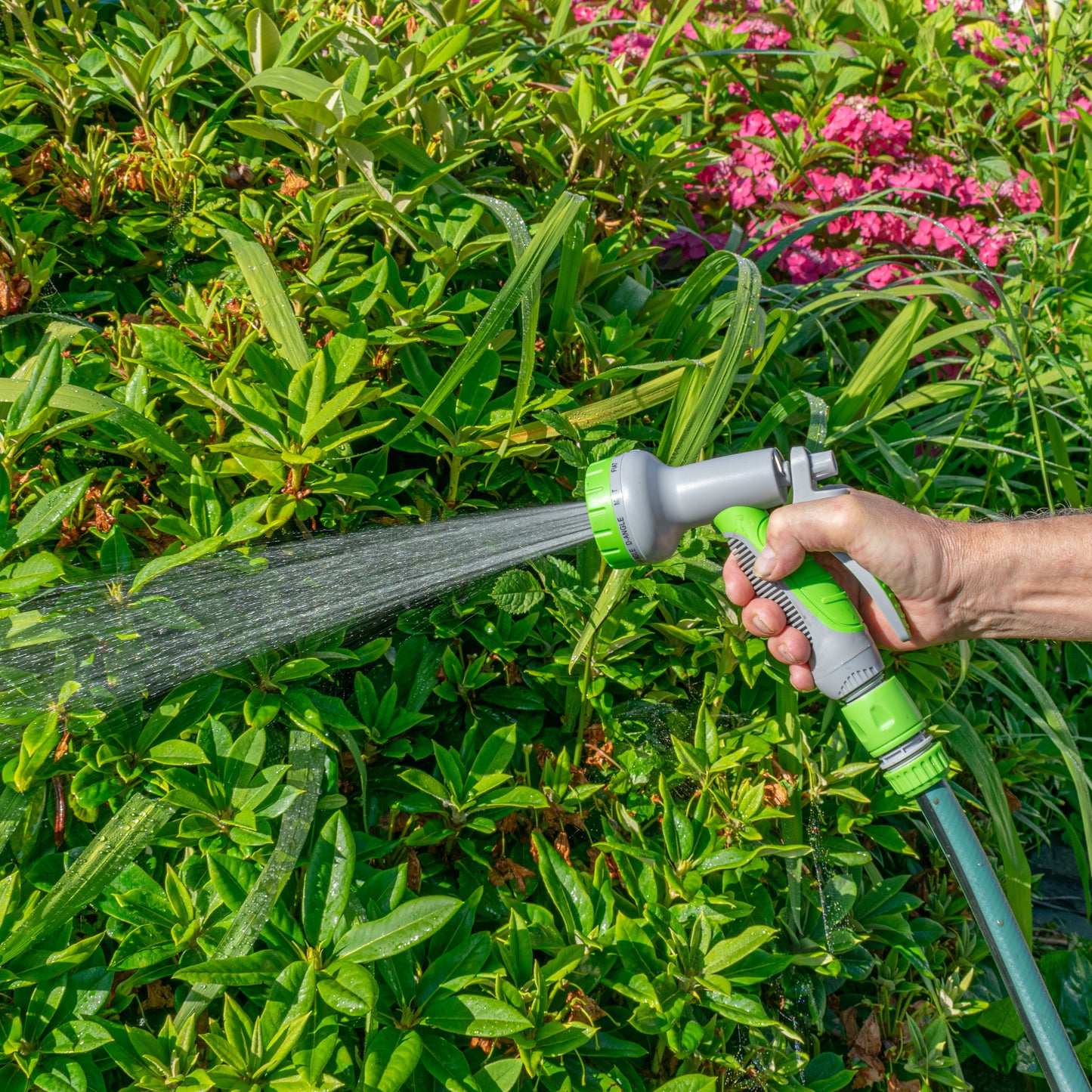 Multi-Pattern Garden Water Sprayer Hose Gun - Green & Grey