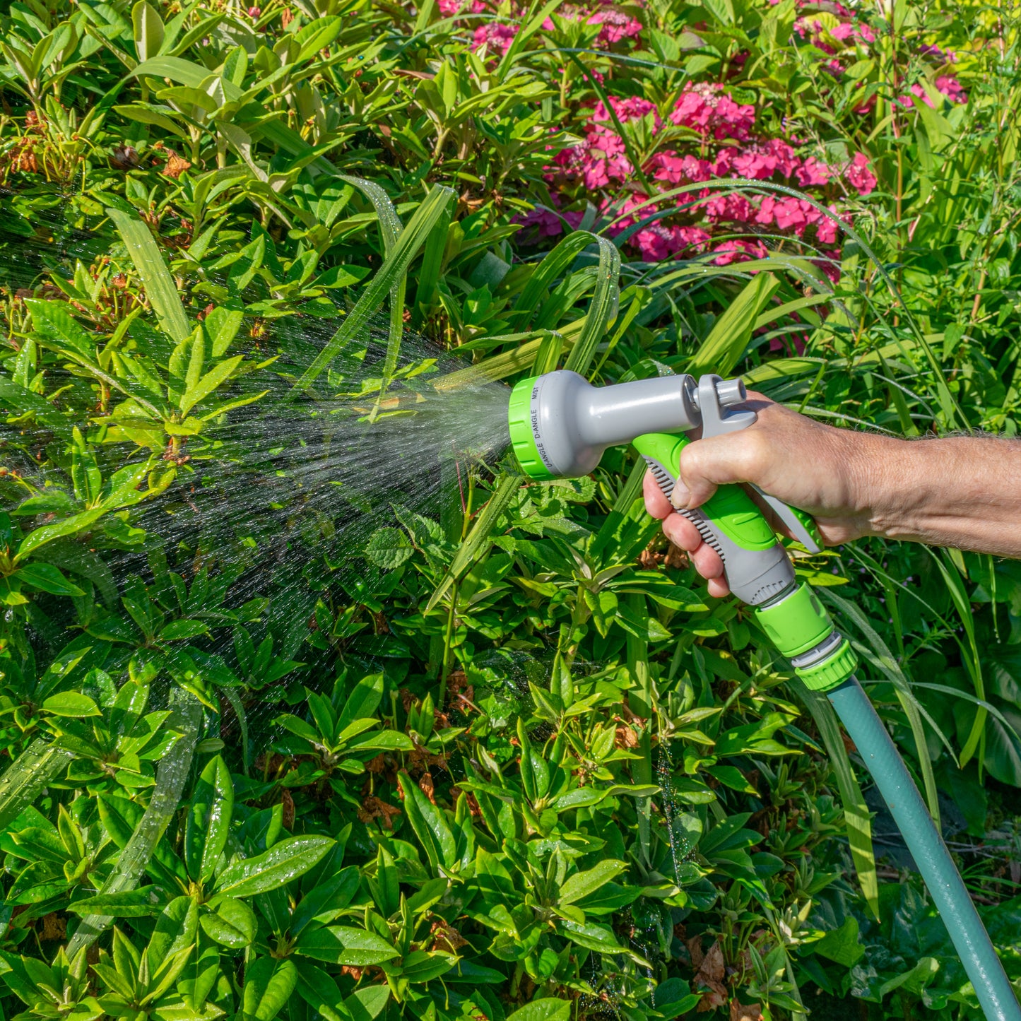 Multi-Pattern Garden Water Sprayer Hose Gun - Green & Grey